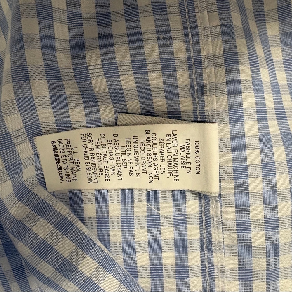 L.L.Bean Blue Plaid Button Front Short Sleeve Shirt - Picture 9 of 10